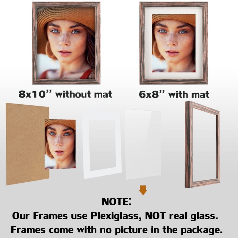 WUTL 8x10 Ebony Wood Grain Picture Frames Nature Solid Wood 6 Pack for Wall Mounting and Tabletop Display - Image 3